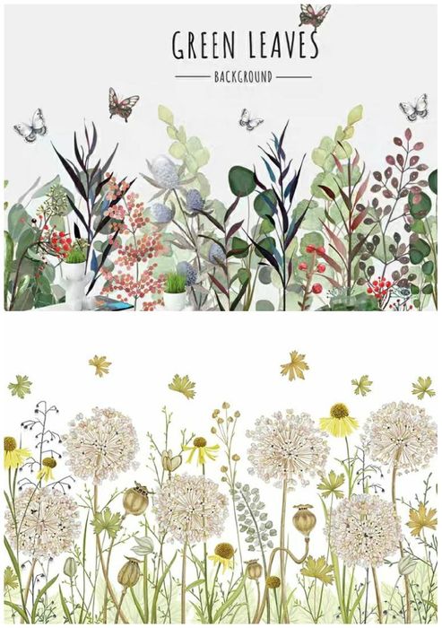 Декоративная наклейка на стену обои Полевые цветы редизайн