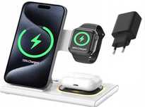 Ładowarka indukcyjna iPhone 3w1 25W +kabel+sieciowa szybkie ładowa IOS