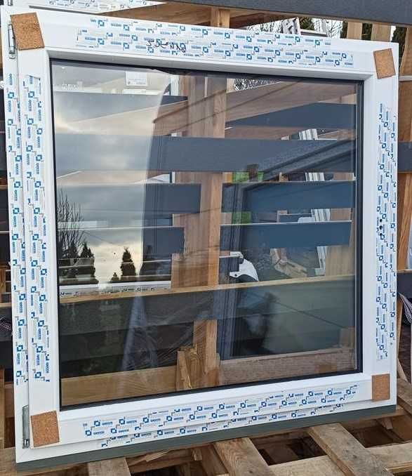 OKNO 120x120 RU, 115x113, NOWE od ręki BIAŁE, 2 szyb, 3 szybowe Uw0,84