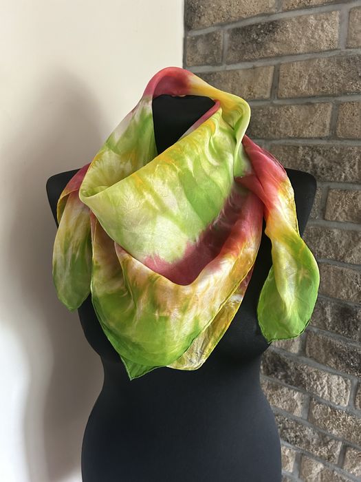 Jedwabna kolorowa chusta apaszka 100% jedwab