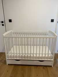 Białe Łóżeczko dziecięce niemowlęce z szufladą 120x60cm