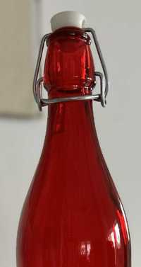 Wazon - butelka czerwone szkło