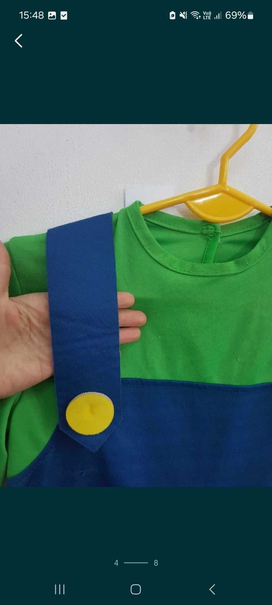Strój przebranie Luigi Super Mario rozmiar 128 - 134 cm. B114