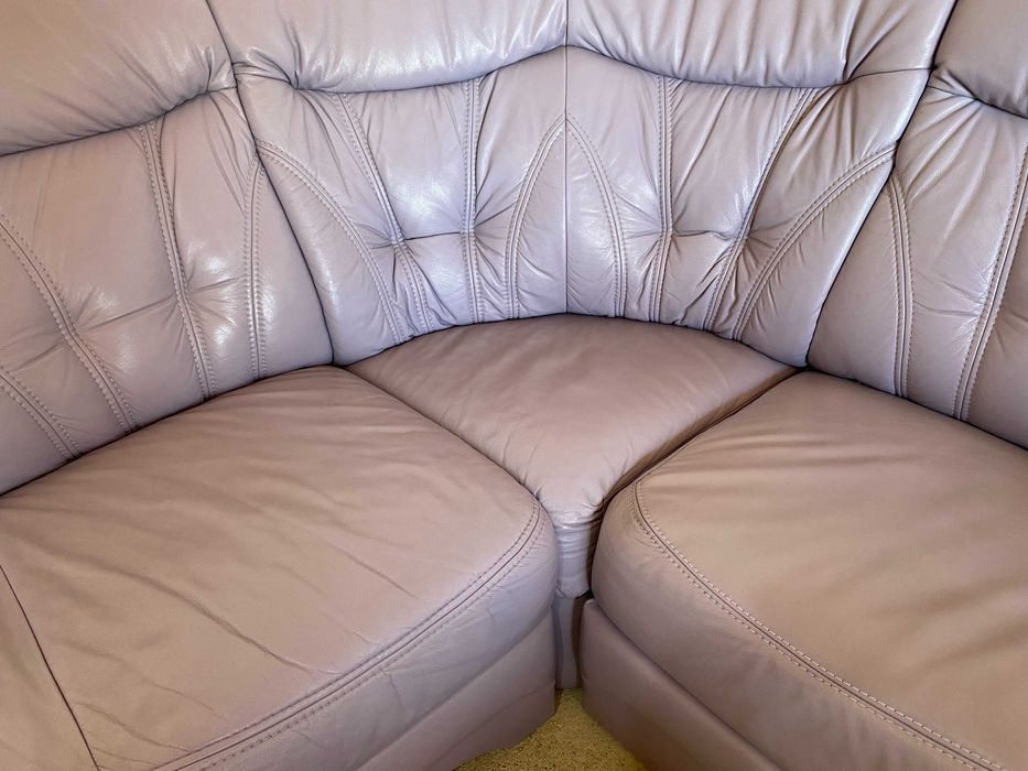 Шкіряний кутовий розкладний диван з натуральноі шкіри