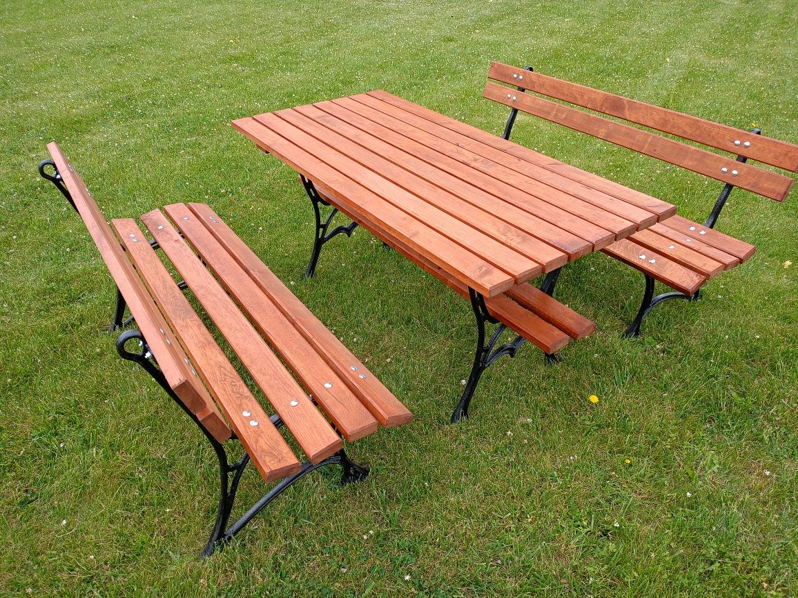 Meble ogrodowe, ławka, stół, dostępne od ręki, gotowe do użytku