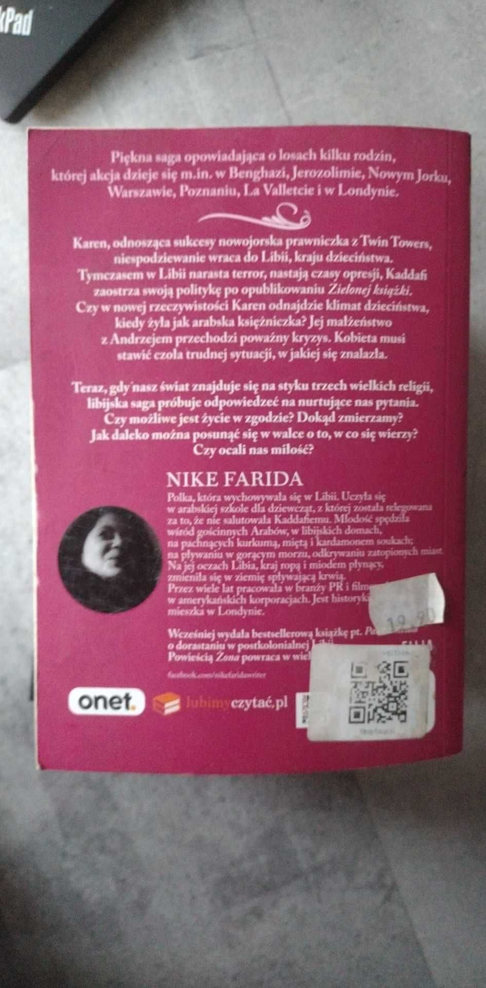 Książka romans saga przygoda historia Nike Farida Żona