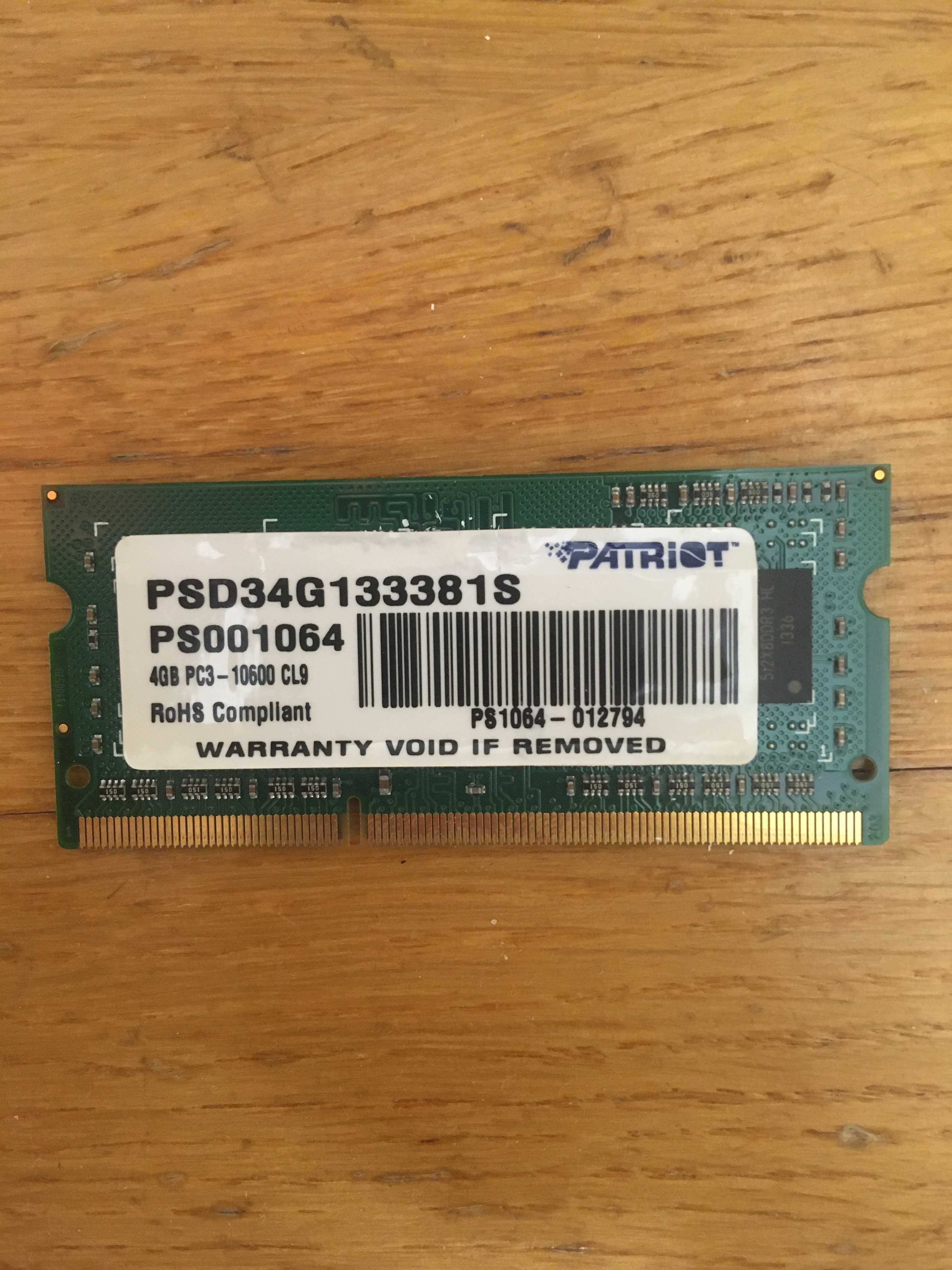 4GB SODIMM DDR3 PC3-10600 Patriot
