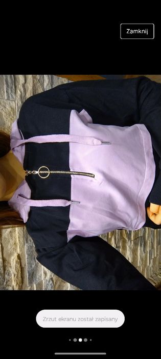 NOWA bluza czarna fioletowa z kapturem i zamkiem