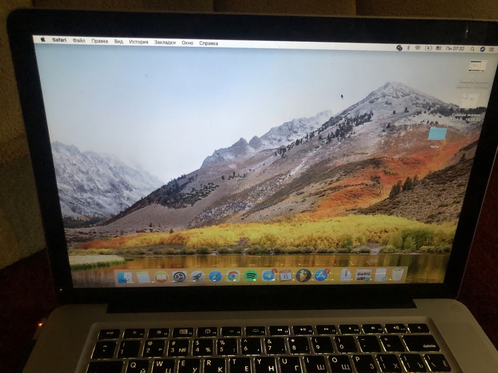 MacBookPro 15, 2010, intel i7, 8гб, 500gb, видеокарта 326мб