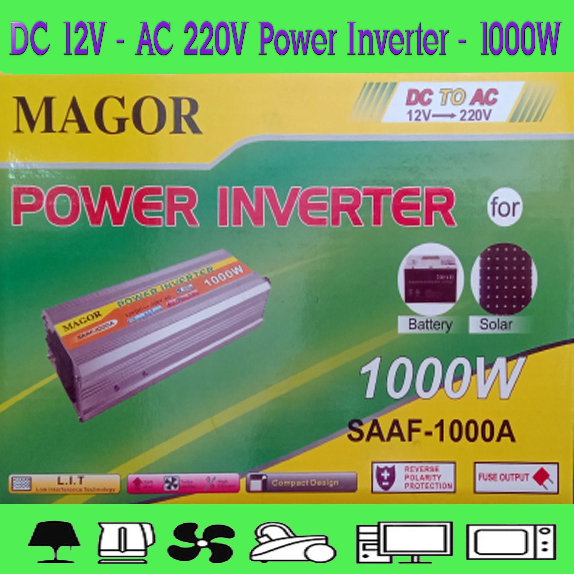 Перетворювач напруги 12-220v 1000w Magor