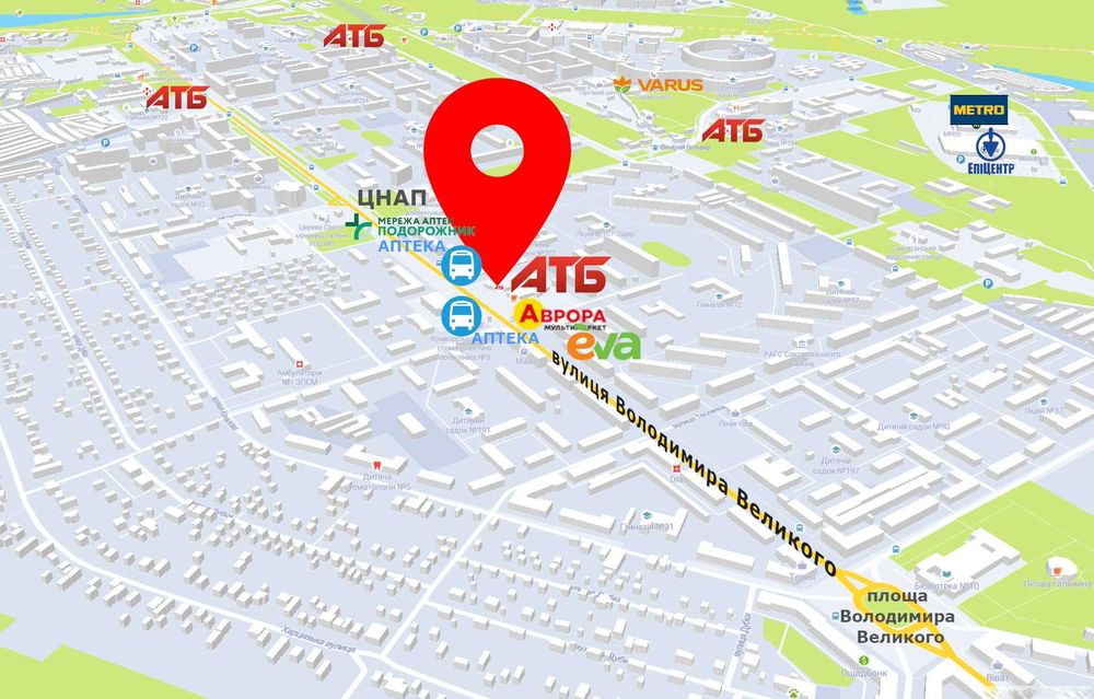 оренда 240 м² Олімп, АТБ,  вул. Володимира Великого Трафік, Зупинки