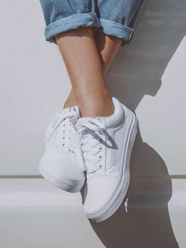 Ванси білі жіночі кеди Vans Ols skool White