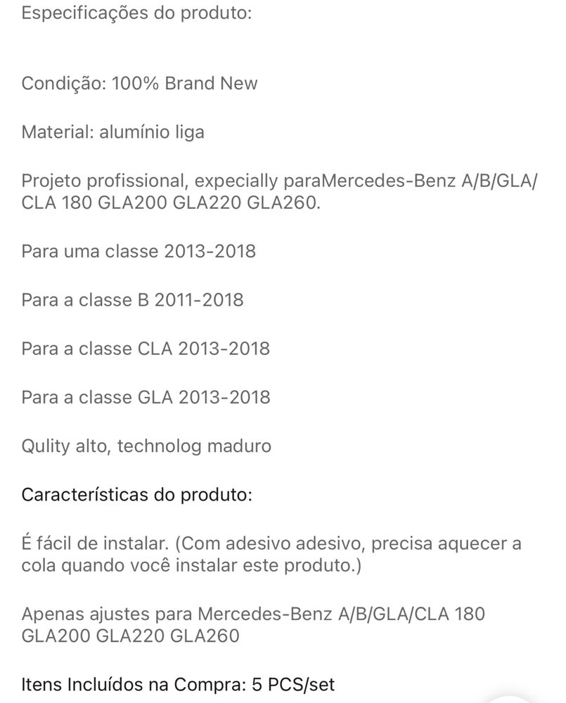 Pack aneis ventilacao mercedes benz
