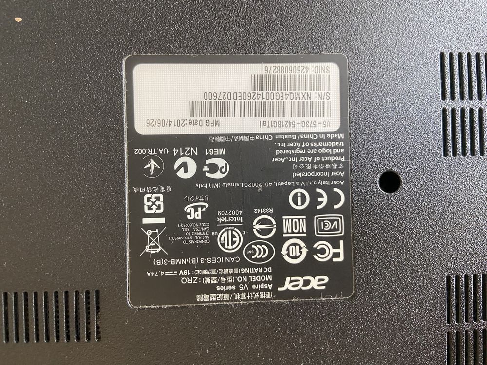acer Aspire v5-573G-54218G1Tail подетально