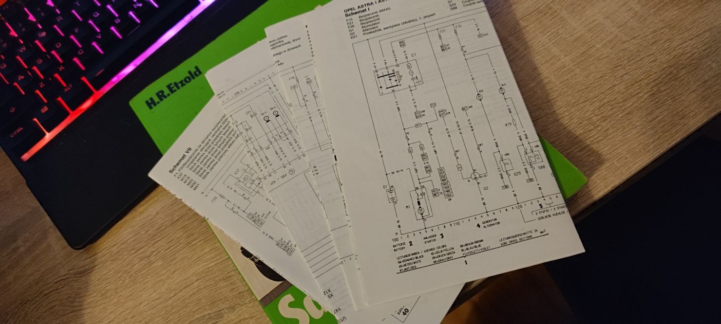 Opel astra 1 - instrukcja oryginalna + SCHEMATY ELEKTRYKI