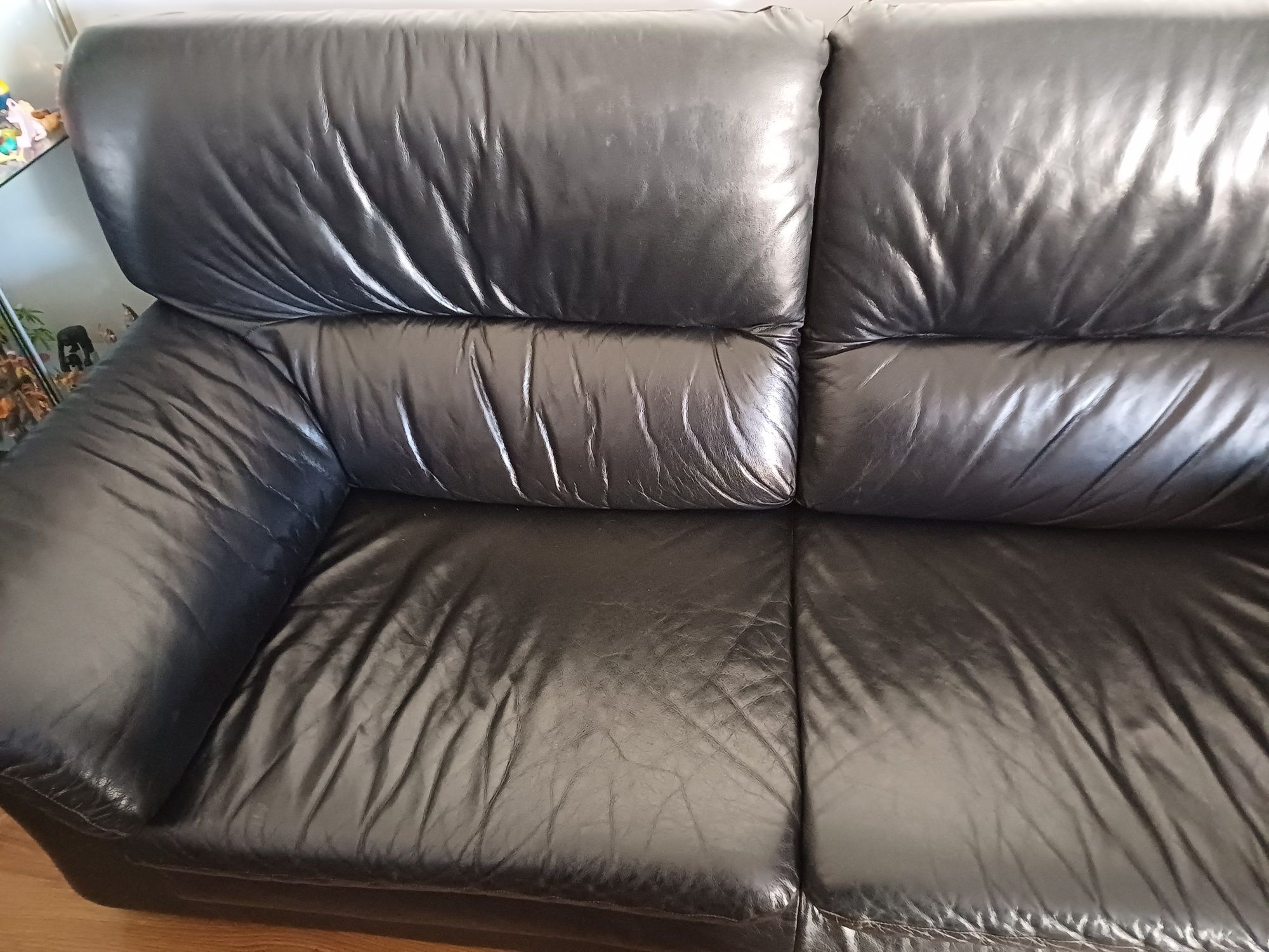 Conjunto de 2 Sofás em pele genuína