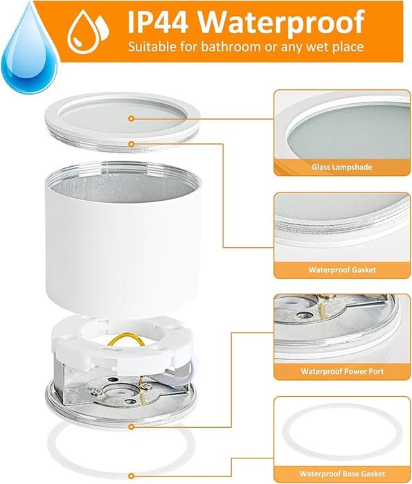 Reflektor LED sufitowy Gleonlux IP44, biały, 9W, do zabudowy