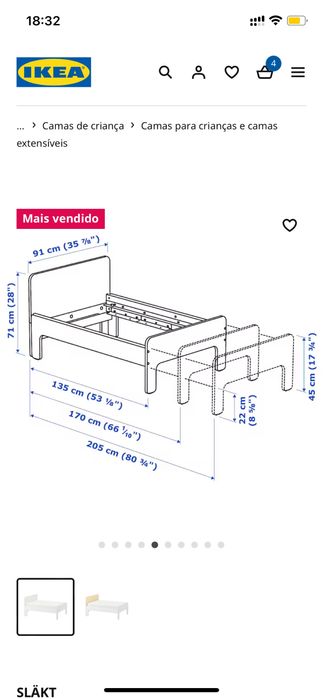 Cama extensivel de criança