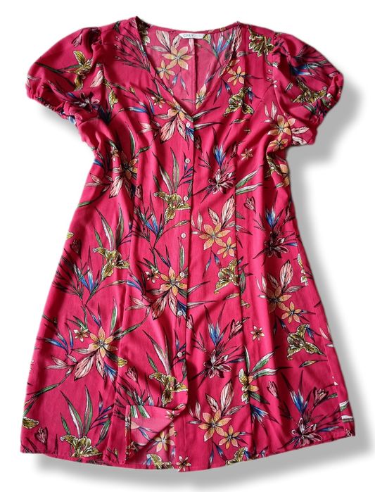 Only Nova Lucy letnia sukienka malinowa rozpinana krótki rękaw XXL 44