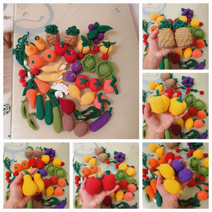 Овочі, фрукти. Посуд . в'язані. ручної роботи.