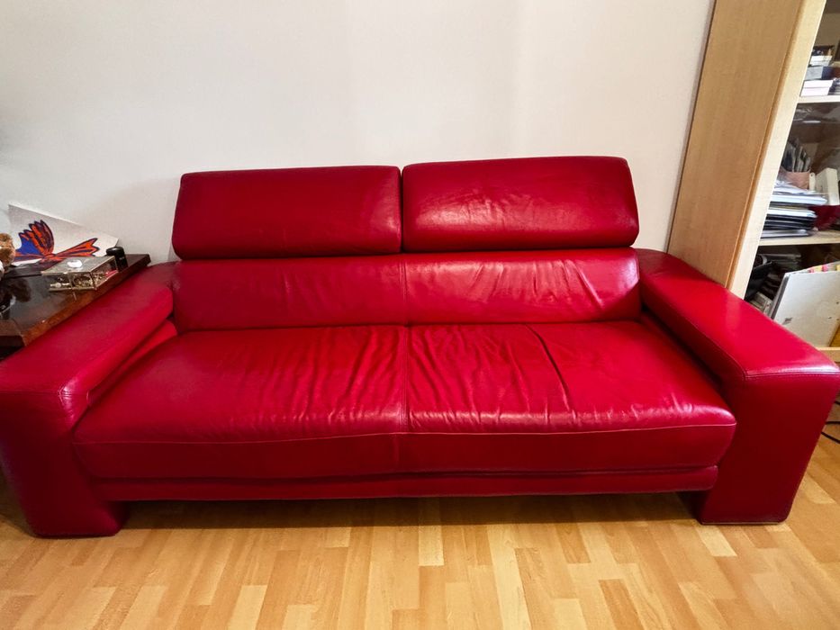 Sofa włoska skórzana Nicoletti czerwona
