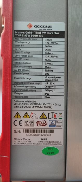 Falownik, przetwornica ,fotowoltaiczny goodwe 3,2 kw
