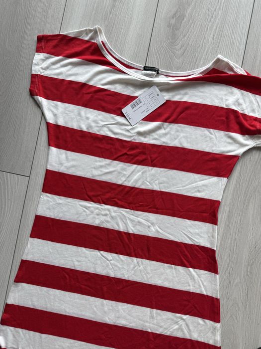 Calzedonia sukienka w paski S czerwona biała maxi dluga z rozcięciem