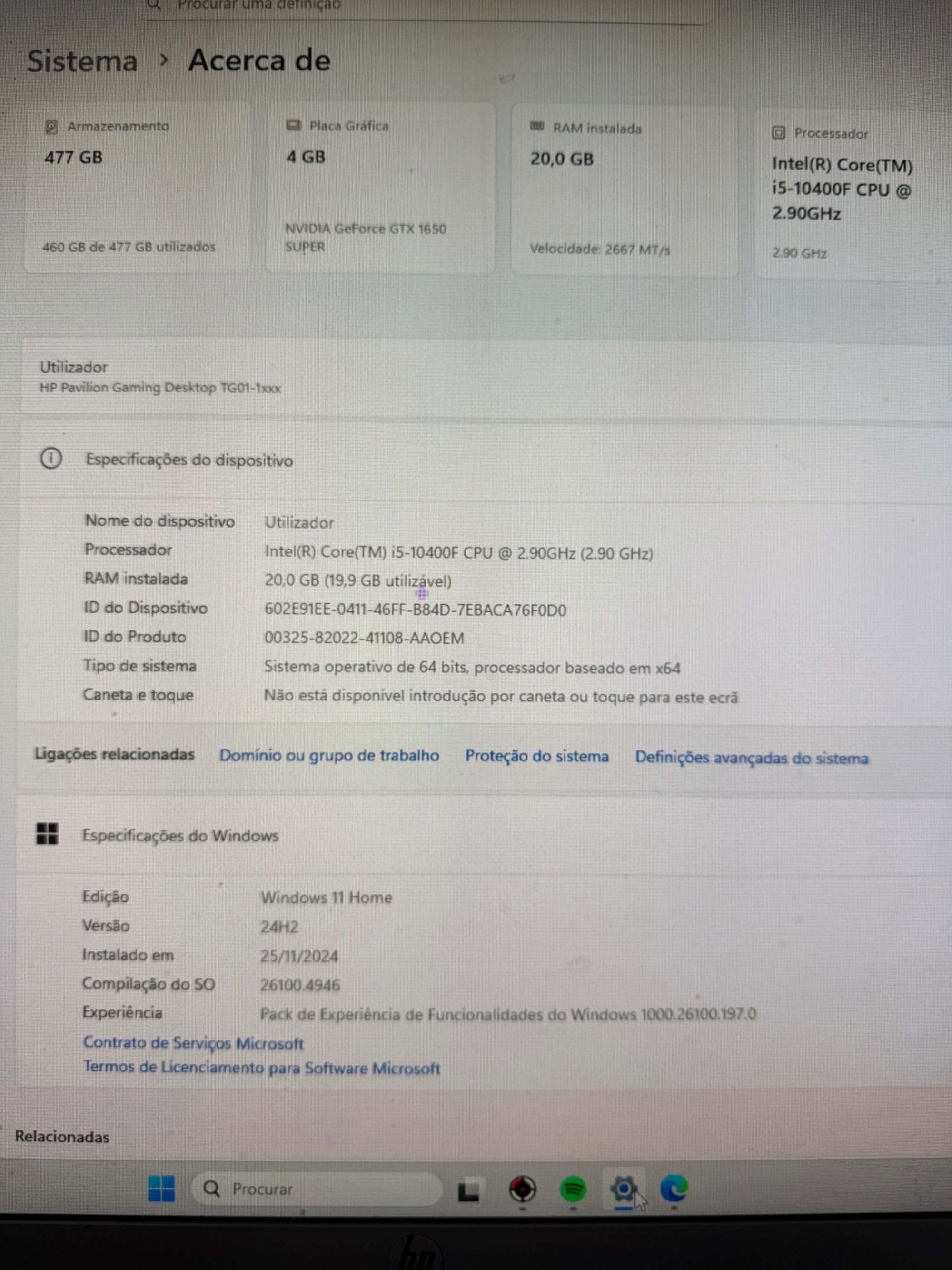 Computador HP Pavilion Gaming Desktop TG01-1xxx