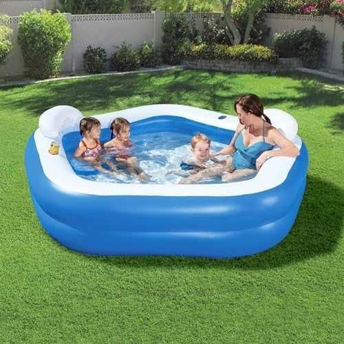 Piscina insuflável  com duas poltronas porta-bebidas 213x206x69cm NOVO