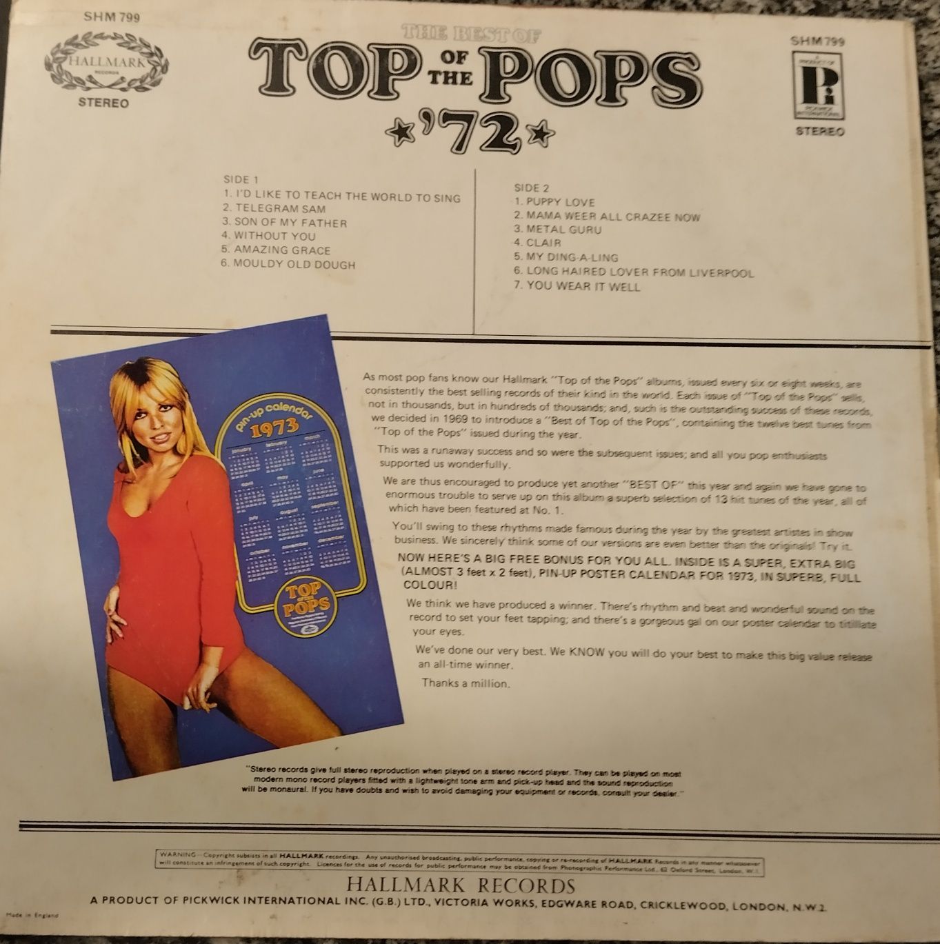 Disco LP de vinil The best top of the pops 1972