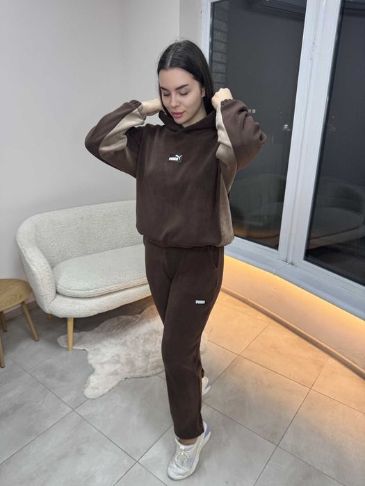 Женский тёплый флисовый костюм S M L велюр графит шоколад чёрный белый