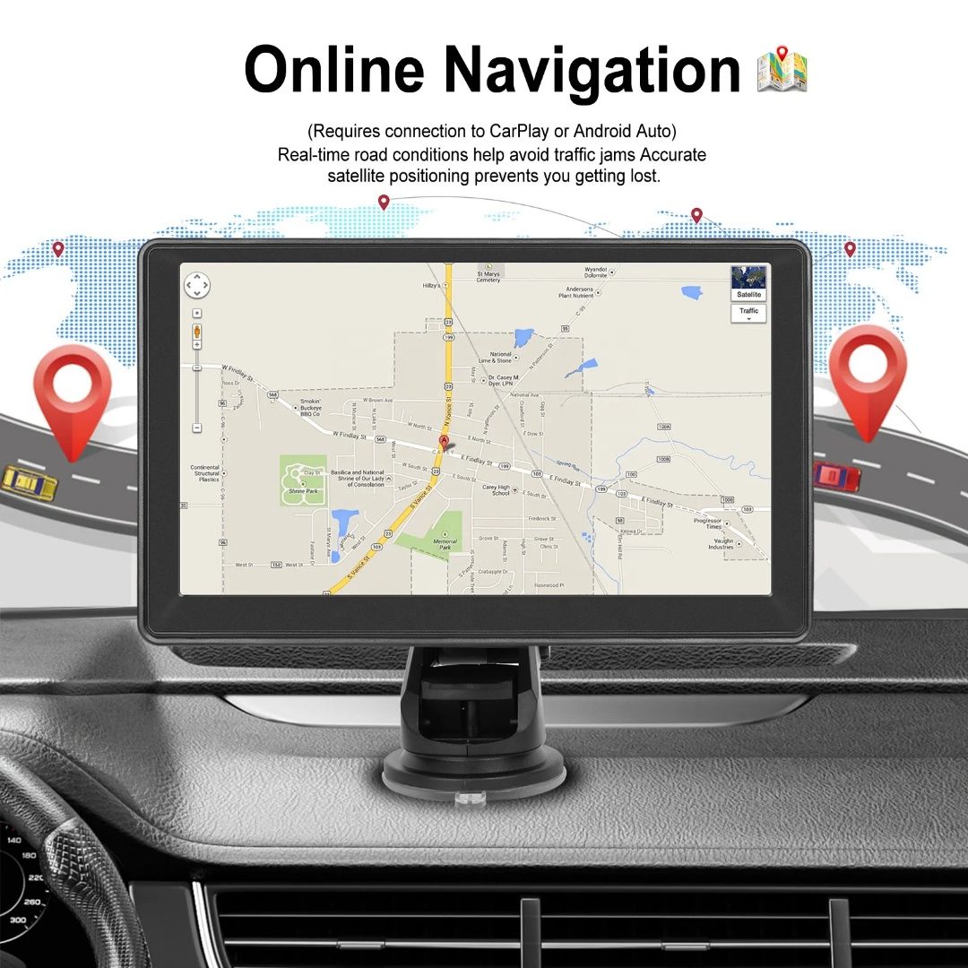 Auto rádio Portátil universal 7" Carplay Android auto