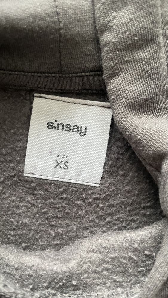 Sinsay XS/34 grafitowa szara bluza z kapturem