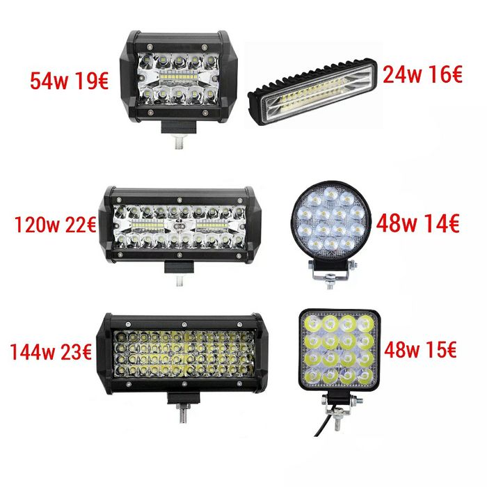 Faróis led universais 4x4 moto