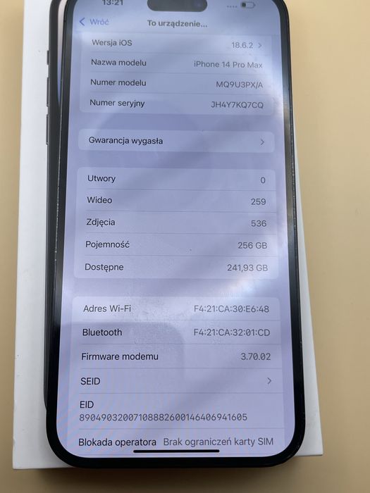 Iphone 14 pro max 256 gb