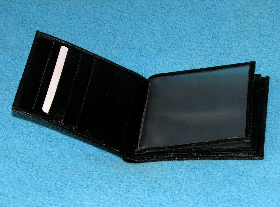 Elegancki skórzany portfel męski HASSION czarny portfel skórzany skóra