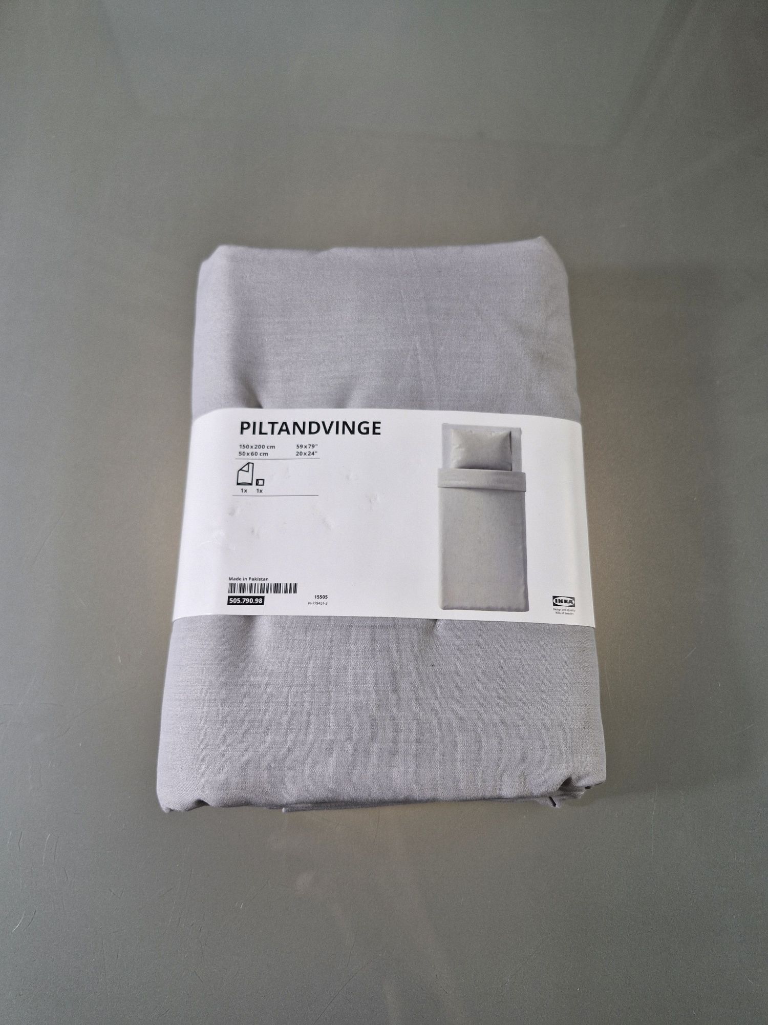IKEA Piltandvinge Poszwa na Kołdrę I Poszewka Szara 150x20 + 50x60
