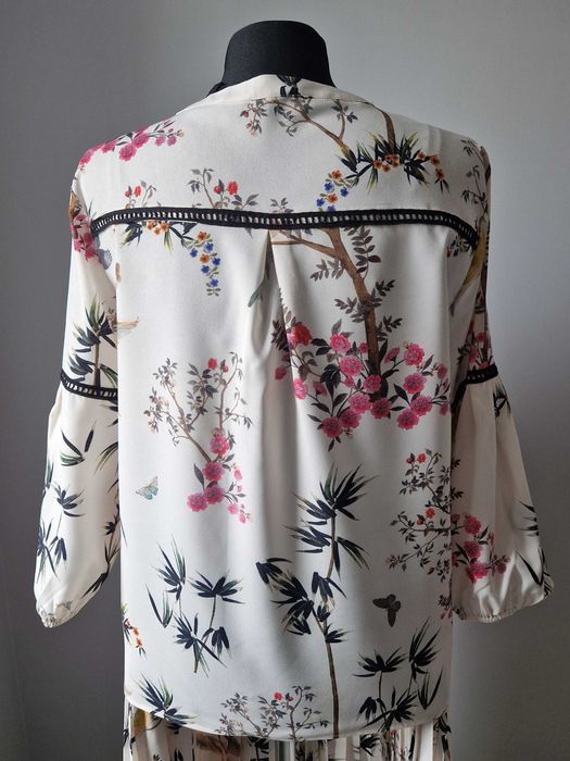 Bluzka Solar 42 XL ecru, zieleń, róż, szary