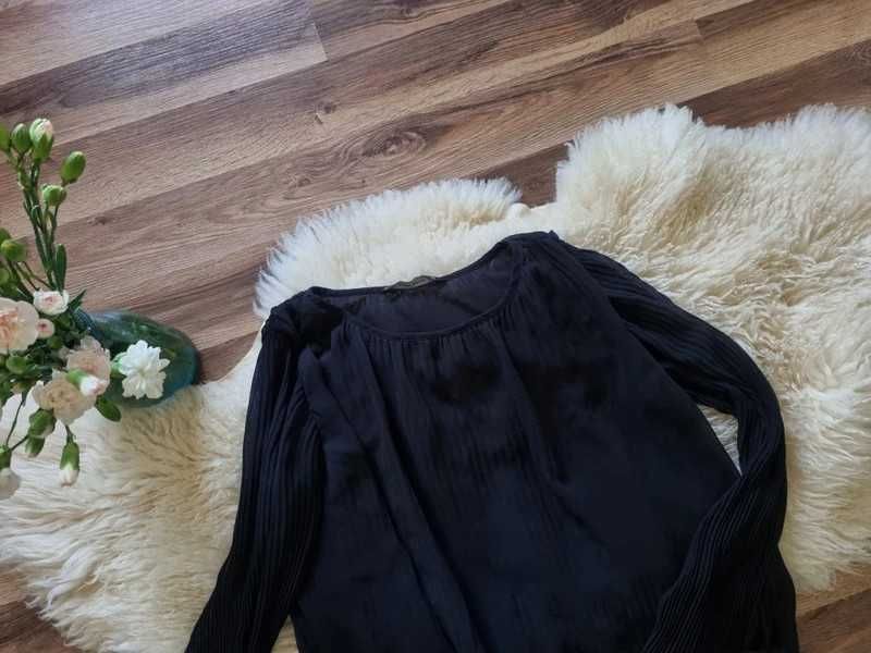 Zara Basic bluzka czarna elegancka plisowana 36 s