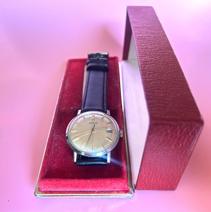 Zegarek „OMEGA AUTOMATIC” 24 JEWELS + pudełko. Lata 60 ubiegłego wieku