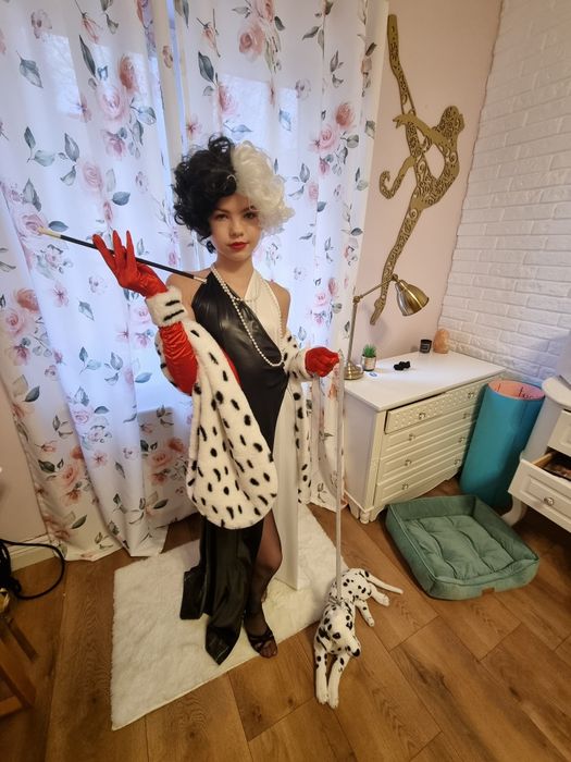 Kostium strój CRUELLA 101 dalmatyńczyków! Bal przebierańców!