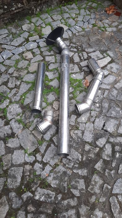 Tubos inox, 8,5cm de diâmetro