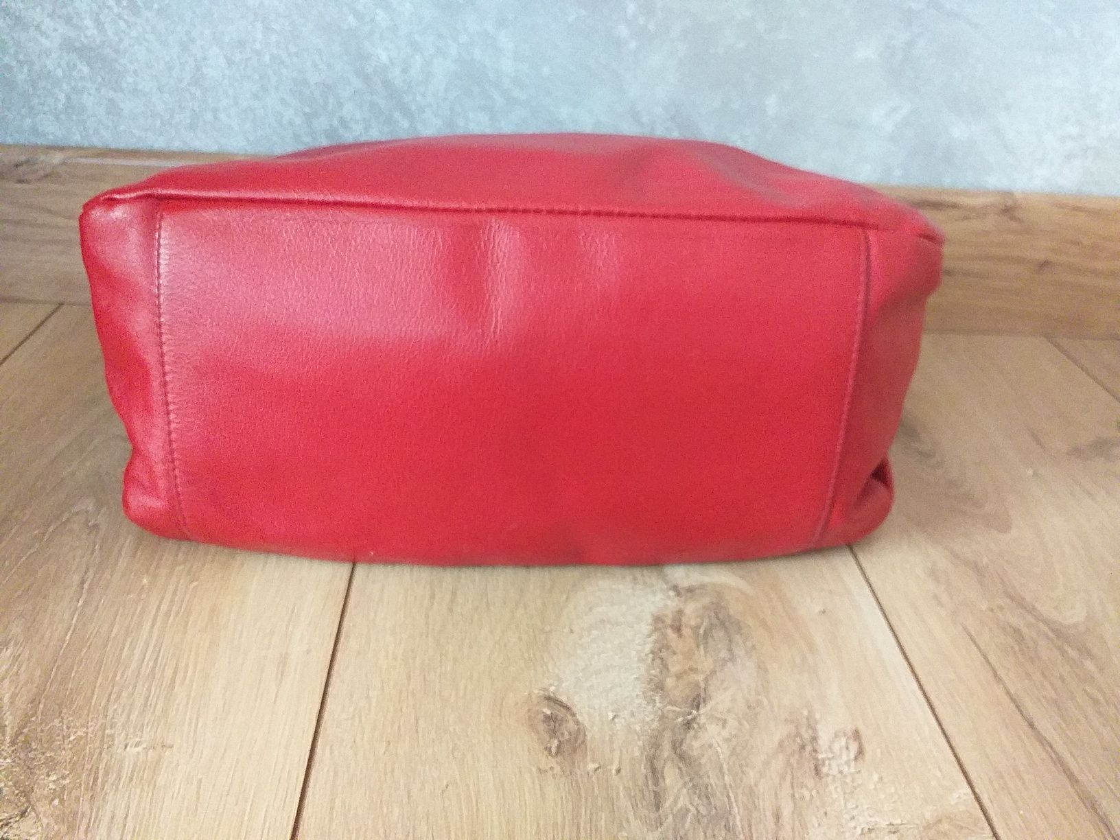 FURLA oryginalna skóra naturalna skórzana torebka baguette kuferek red