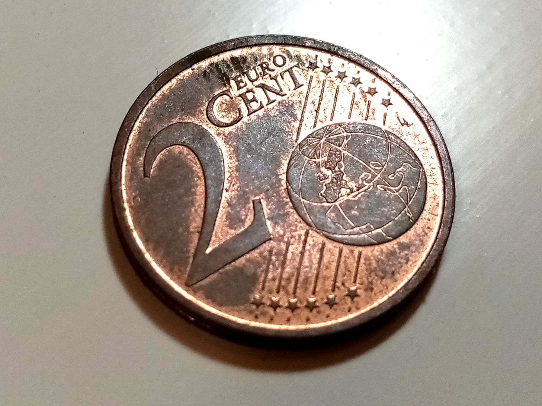 Moeda 2cent com erro de cunhagem