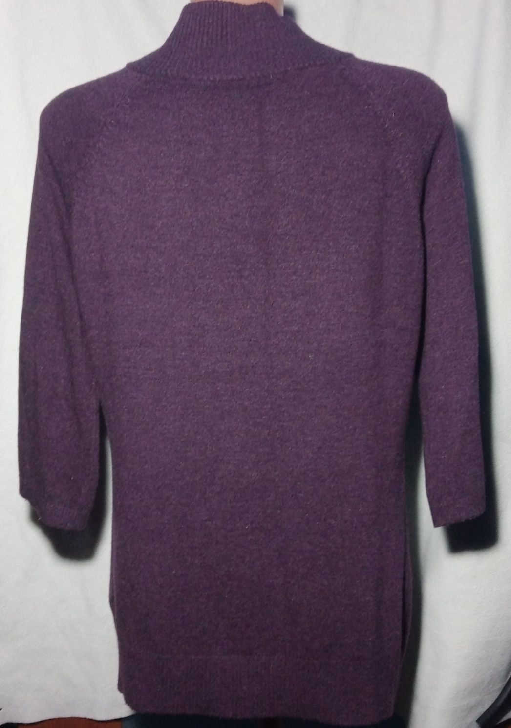 Fioletowy, śliwkowy sweter damski rozpinany rozmiar L/XL, kaszmir