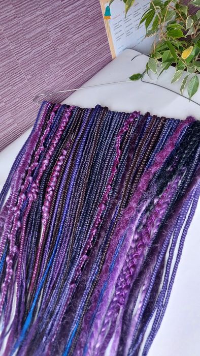 Коси, дреди, дє косички, фіолетові дредокоси