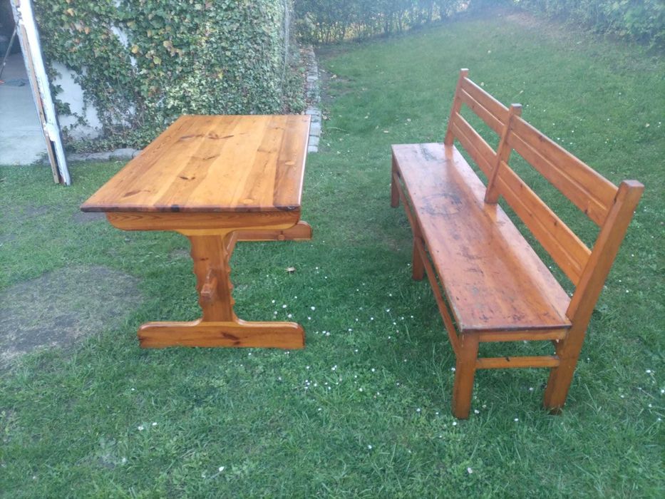 Ława drewniana ze stołem
