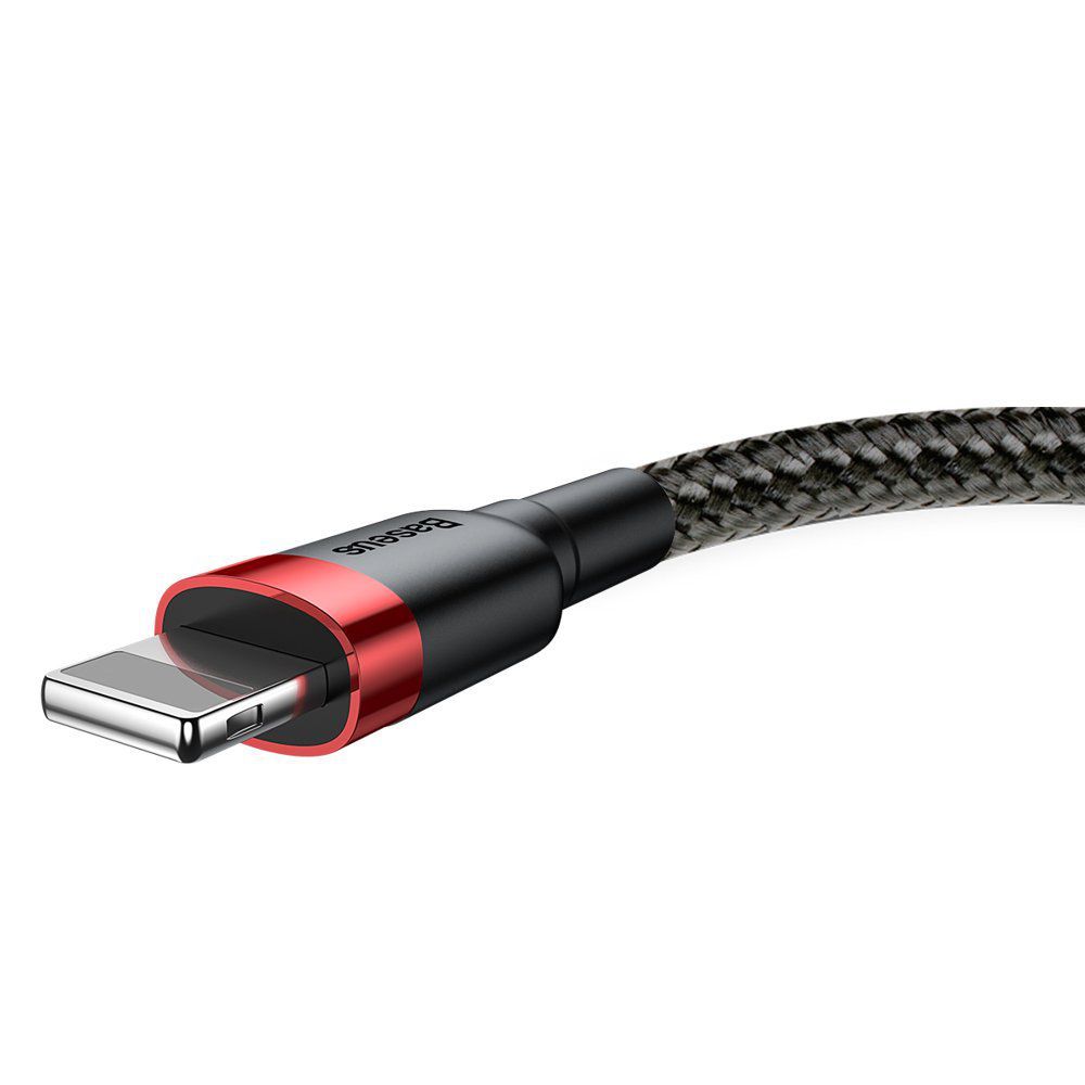 Kabel Nylonowy Baseus Cafule Lightning 1,5A czarny/czerwony 0,5m