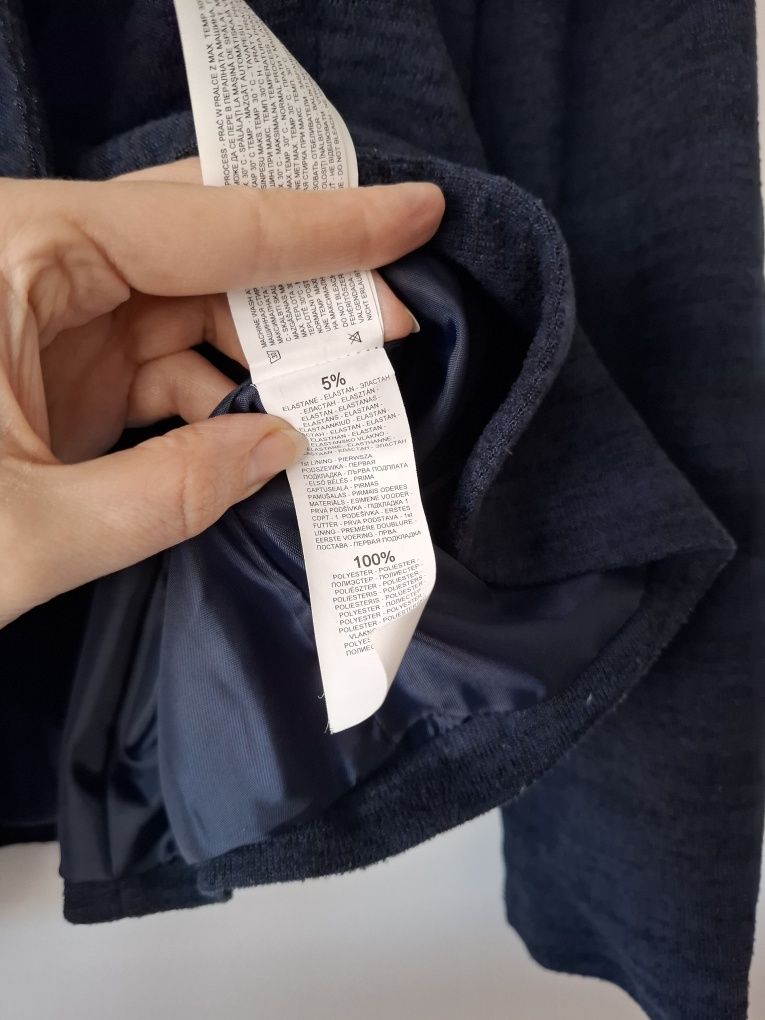 Granatowa marynarka, żakiet, łaty na łokciach, Reserved