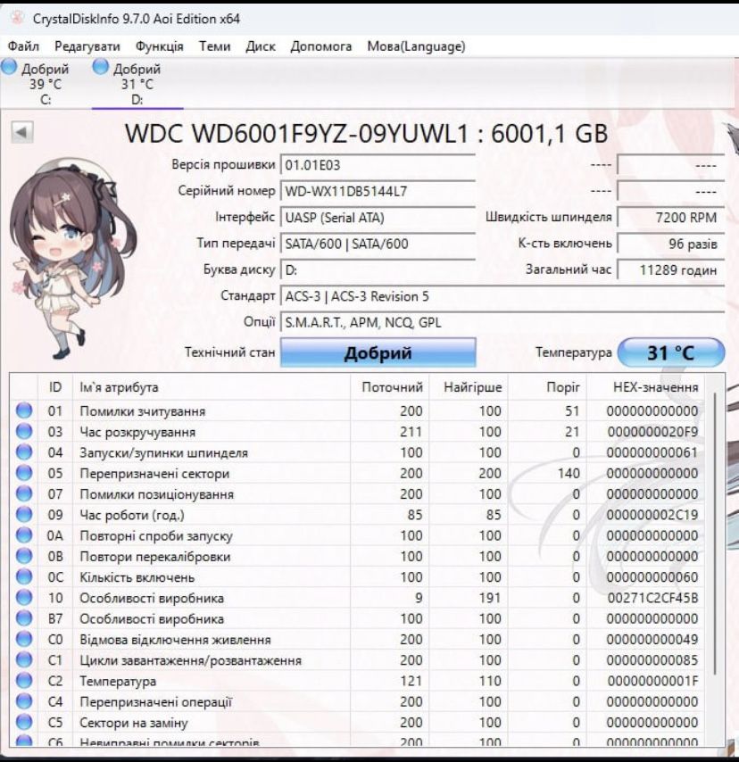 WD 6TB SATA 128MB Cache — отличный диск, проверенный!